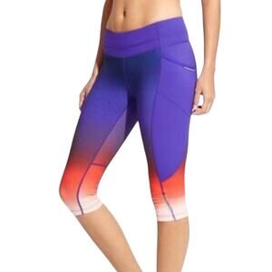 Athleta‎ Women's Bobby Be Free Running Knickers Cropped Leggings Blue Size M